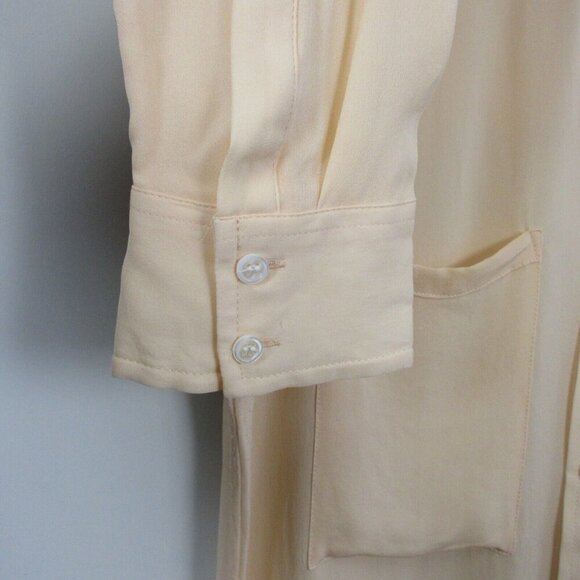 Club Monaco Button Front Blouse Women M Peach Long Sleeve Pockets Casual 112 - Picture 4 of 10